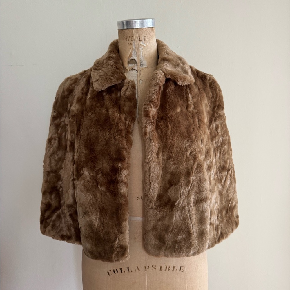 NWT y2k Trina Turk faux fur shawl brown large